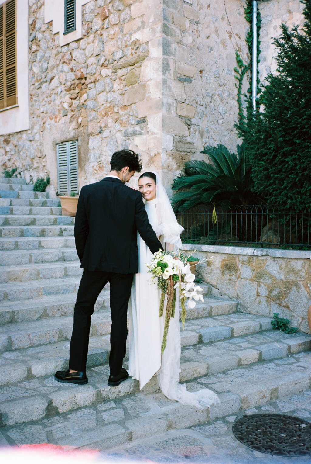 a portrait of bride an groom in mallorca.