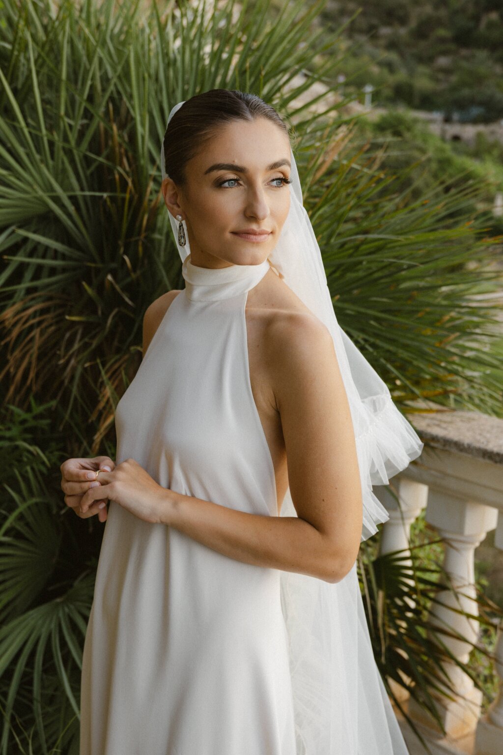 beautiful bride in mediterranean light.