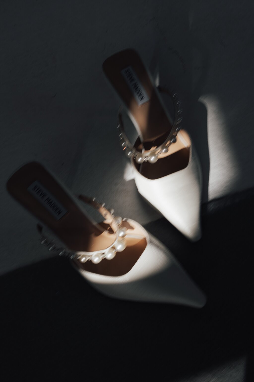 light at the bride's shoes.