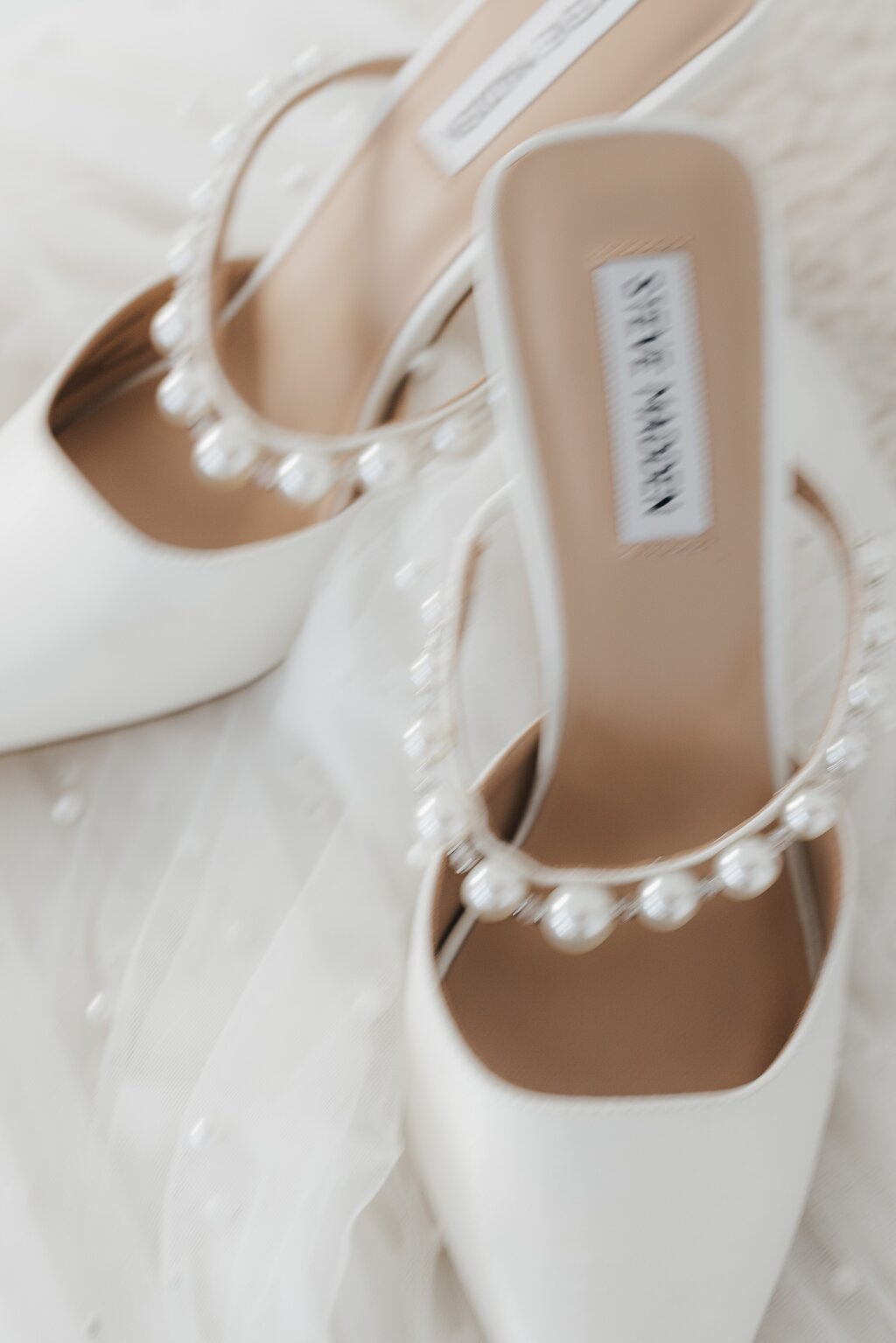 elegant bridal shoes with pearls.